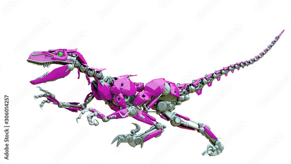 Obraz premium velociraptor robot doing a fast run