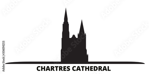 France, Chartres city skyline isolated vector illustration. France, Chartres travel cityscape with landmarks