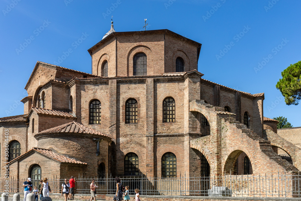  Famous Basilica di San Vitale, one of the most important examples of early Christian Byzantine art in western Europe, in Ravenna, region of Emilia-Romagna, Italy