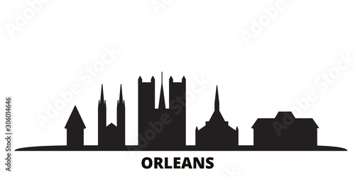 France, Orleans city skyline isolated vector illustration. France, Orleans travel cityscape with landmarks