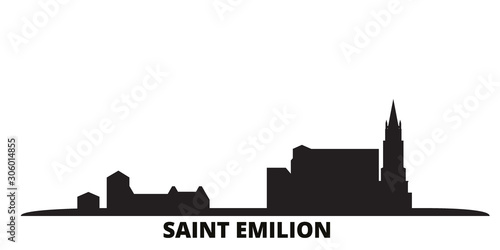 France, Saint Emilion city skyline isolated vector illustration. France, Saint Emilion travel cityscape with landmarks