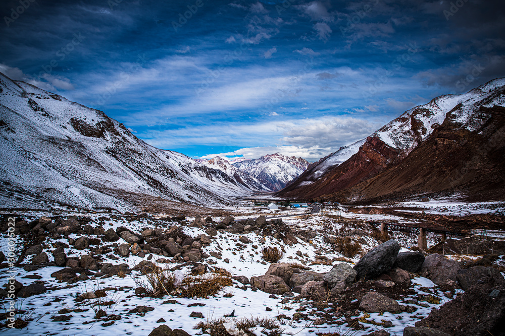 Snow covered mountains in the Andes Mountains of Argentina. Snow covered mountains in the Andes Mountains of Argentina.