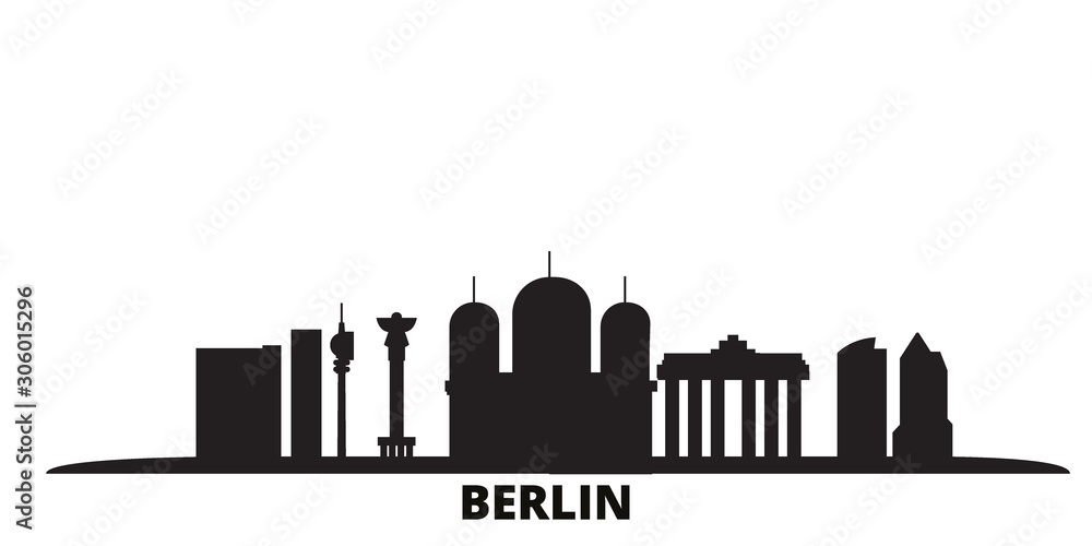 Fototapeta Germany, Berlin City city skyline isolated vector illustration. Germany, Berlin City travel cityscape with landmarks