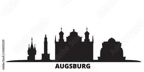 Germany, Augsburg city skyline isolated vector illustration. Germany, Augsburg travel cityscape with landmarks