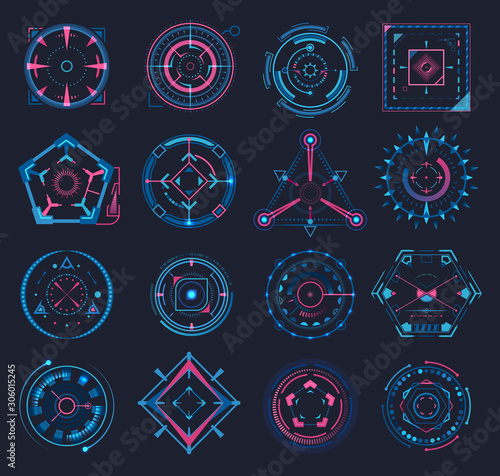 Set of isolated aim or game crosshair, target