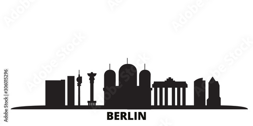 Germany, Berlin City city skyline isolated vector illustration. Germany, Berlin City travel cityscape with landmarks