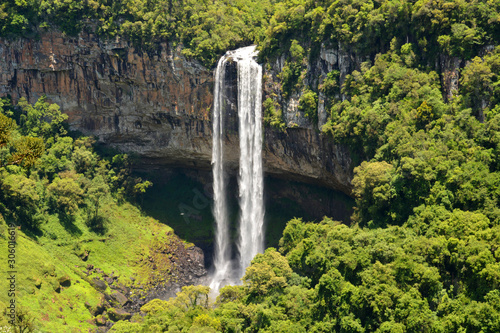 View of Caracol waterfall ( "Cascata do Caracol") in serra park, Canela City, Rio Grande do Sul , Brazil (HDR filter)