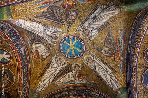  Mosaics of the Chapel of Sant Andrea or Archiepiscopal Chapel  in Ravenna, Italy. The only existing archiepiscopal chapel of the early Christian era that has been preserved intact to the present day. photo