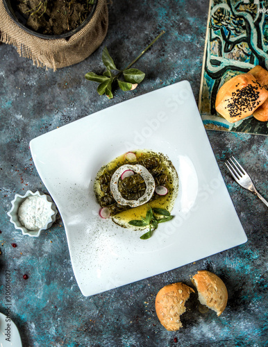 yarpaq dolma on the table top view photo