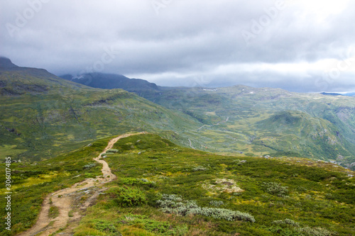 blac clouds over Sognefjellet mountain road in Norway