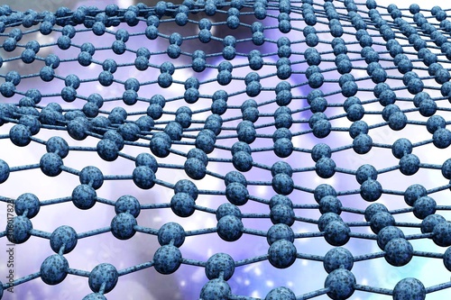 Carbon, graphene, nanomaterial. 3d rendering.