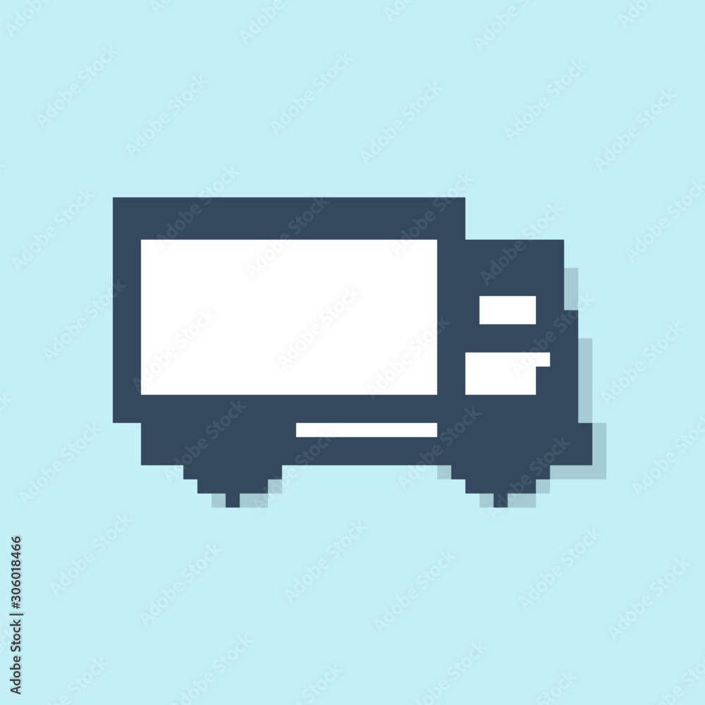 Blue line Delivery cargo truck vehicle icon isolated on blue background. Vector Illustration Blue line Delivery cargo truck vehicle icon isolated on blue background. Vector Illustration