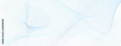 Technology background with light blue wavy lines. Line art grid pattern. Abstract vector guilloche design. Colored watermark. Dynamic subtle curves. Template for banner, voucher, flyer, cheque. EPS10 photo