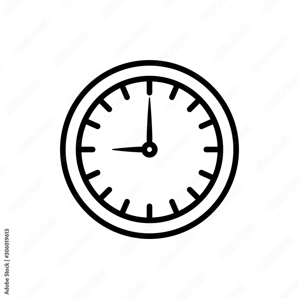 round clock time hour icon on white background thick line round clock time hour icon on white background thick line