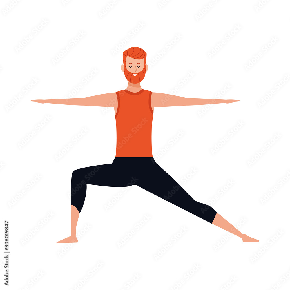 man practicing yoga icon, colorful design