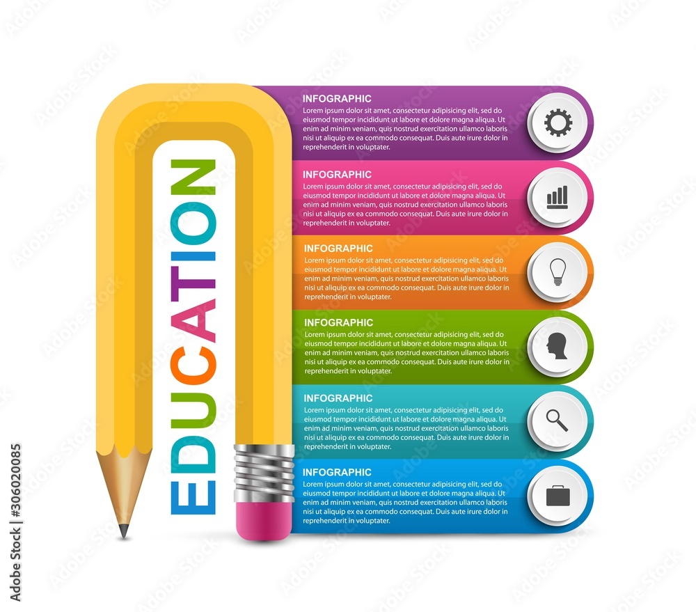 Infographics template with pencil. Can be used for education or business presentations, information banner. Infographics template with pencil. Can be used for education or business presentations, information banner.