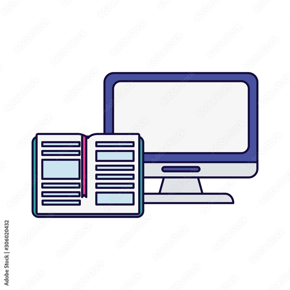 computer monitor and open book edcucation learning online computer monitor and open book edcucation learning online
