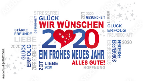 2020 - gute wünsche mit herz - grußkarte