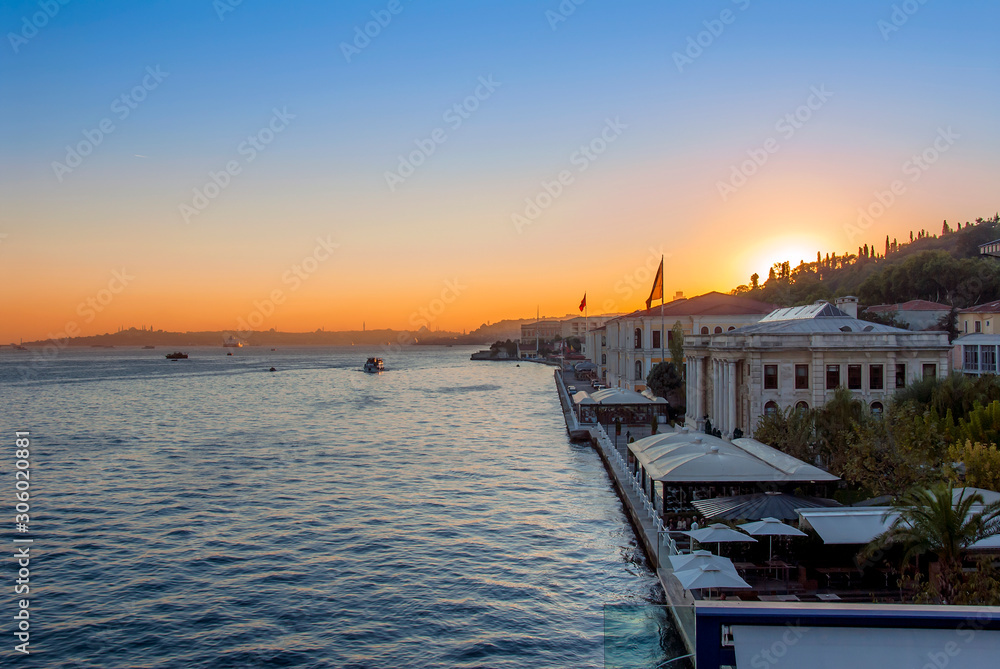 Fototapeta premium Istanbul, Turkey, 17 October 2007: Stone buildings, Ortakoy, Besiktas.