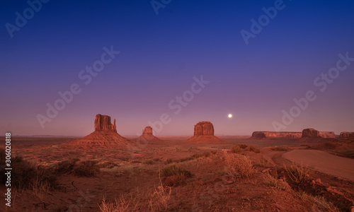 Monument Valley region of the Colorado Plateau with vast sandstone buttes on the Arizona–Utah border, in a Navajo Nation Reservation. USA