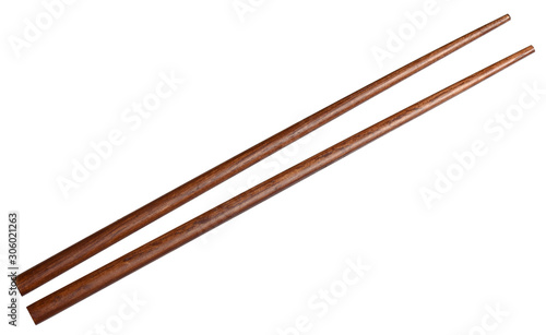 Wooden chopsticks isolated on white background photo