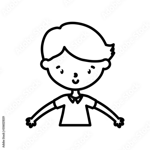 little boy infant cartoon character portrait line style