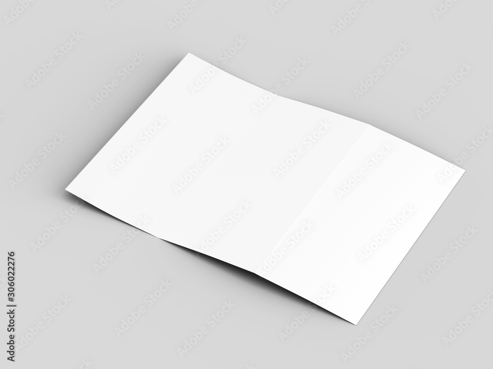 Brochure in A4 format folded to three - mockup. 3d illustration Brochure in A4 format folded to three - mockup. 3d illustration