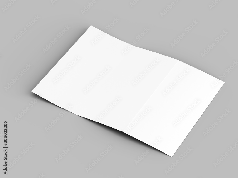 Brochure in A4 format folded to three - mockup. 3d illustration Brochure in A4 format folded to three - mockup. 3d illustration