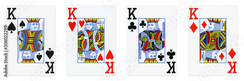 Tableau sur toile Four Kings Playing Cards - isolated on white