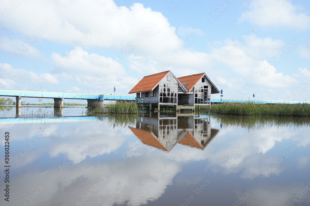 House in the middle of the lake, Thale Noi Wildlife Reserve, Pattalung, Thailand House in the middle of the lake, Thale Noi Wildlife Reserve, Pattalung, Thailand