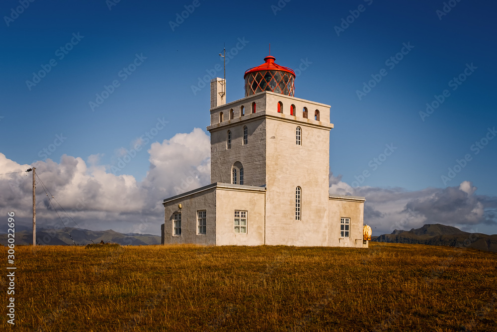 lighthouse at Dyrholaey in Iceland. September 2019