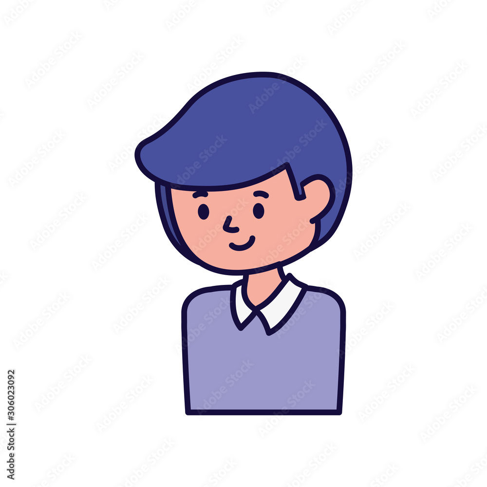young man cartoon character portrait on white background young man cartoon character portrait on white background