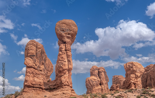 The Windows, Arches National Park, adjacent to the Colorado River, Moab, Utah, USA