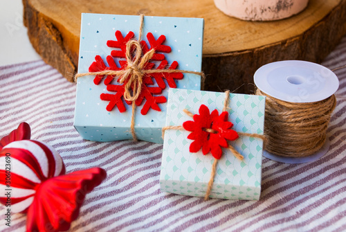 Christmas gift boxes with decoration.