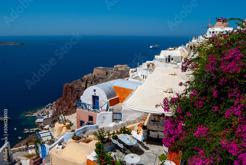 View over homes in Thira  Santorini