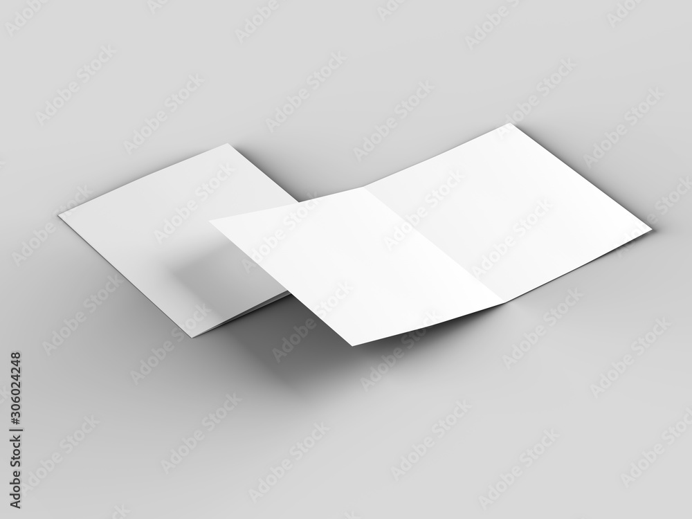 Brochure in square format folded to two - mockup. 3d illustration Brochure in square format folded to two - mockup. 3d illustration