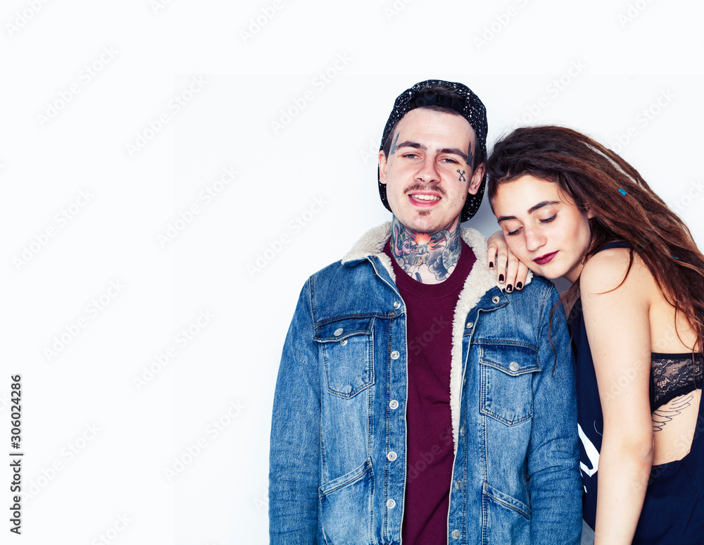 young pretty couple together, lifestyle people concept, boyfriend and girlfriend tattoo young pretty couple together, lifestyle people concept, boyfriend and girlfriend tattoo