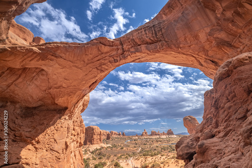 Double arches, Arches National Park, adjacent to the Colorado River, Moab, Utah, USA