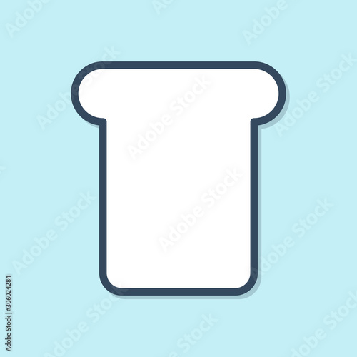 Blue line Bread toast for sandwich piece of roasted crouton icon isolated on blue background. Lunch, dinner, breakfast snack. Vector Illustration