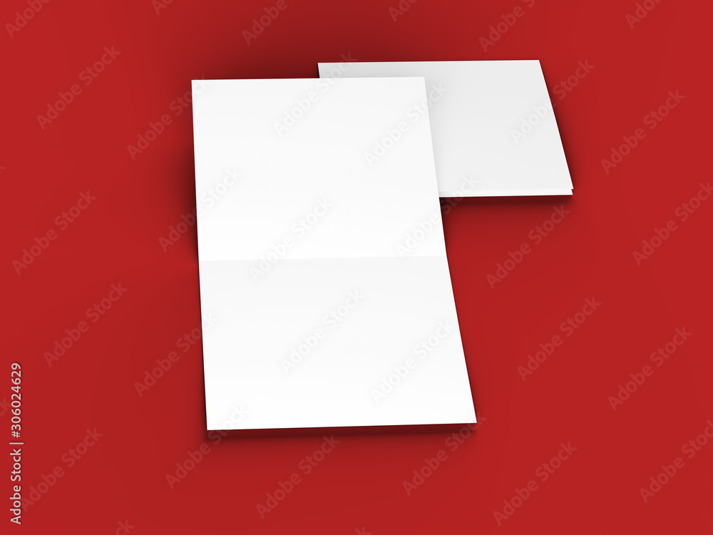 Brochure in square format folded to two - mockup. 3d illustration Brochure in square format folded to two - mockup. 3d illustration