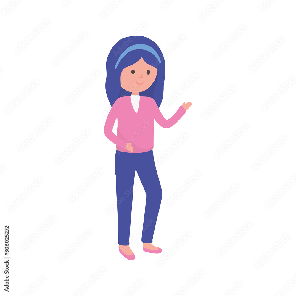 standing young woman cartoon character