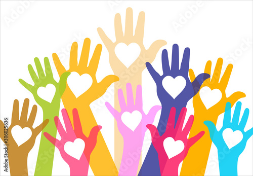 Vector cover two hands, help and solidarity