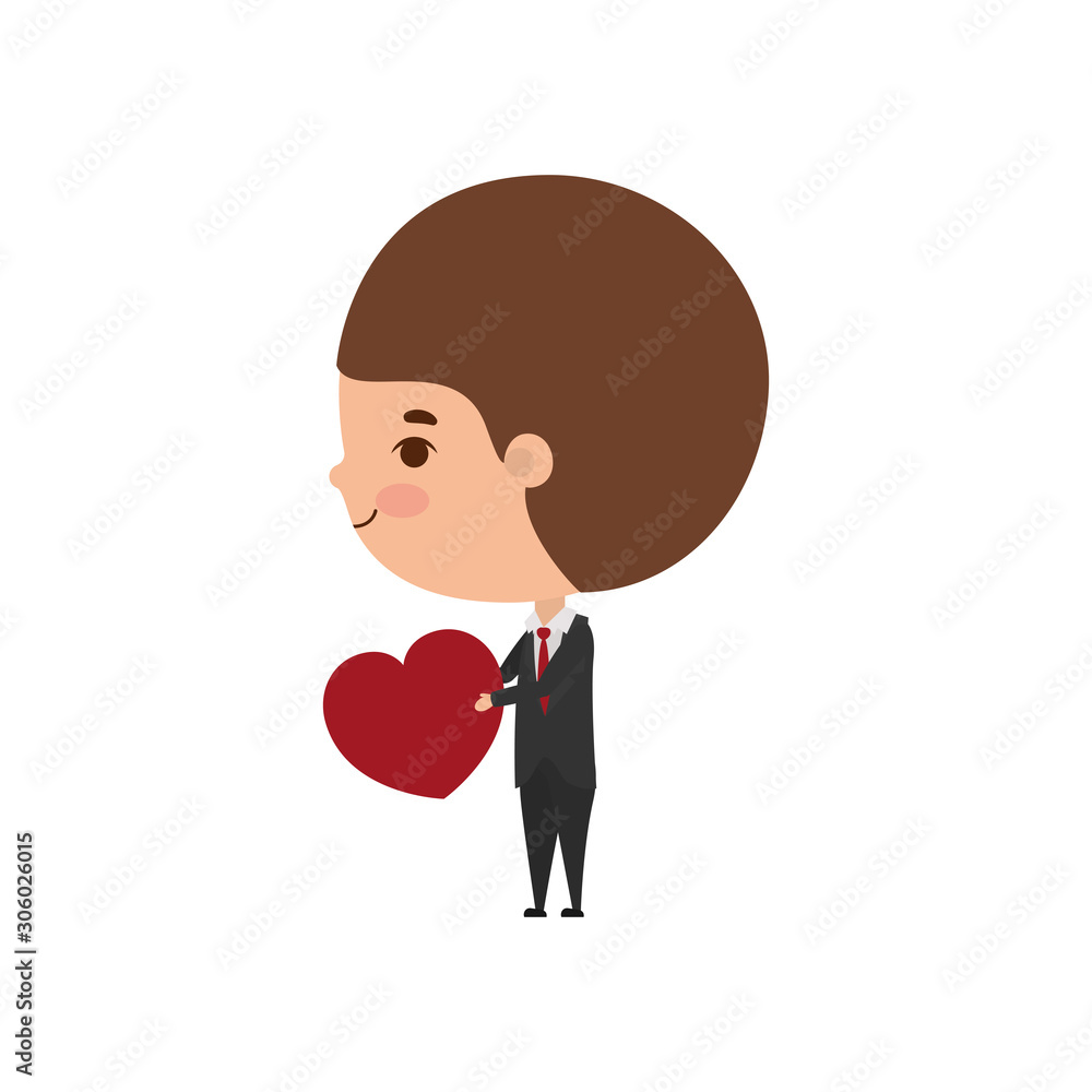Man with suit and heart vector design