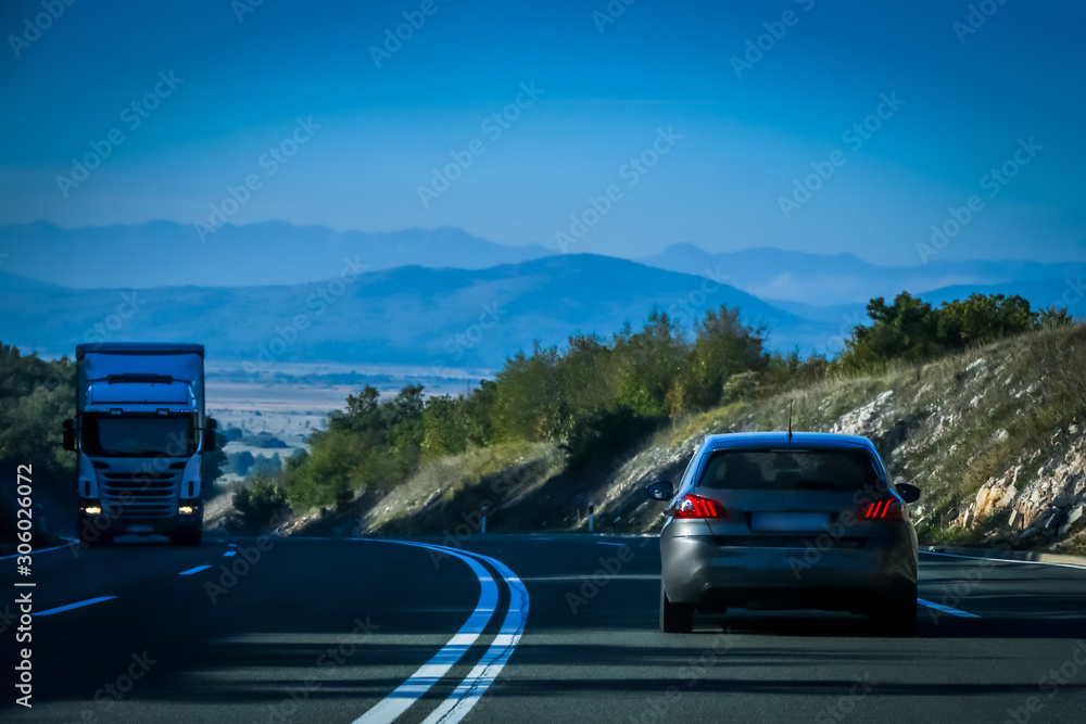 Road with traffic and landscape
