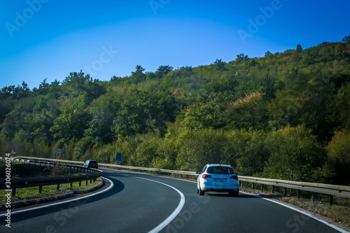 Road with traffic and landscape