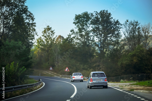 Road with traffic and landscape