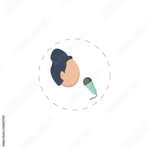 singer icon. Man with microphone colorful vector flat icon for web and mobile