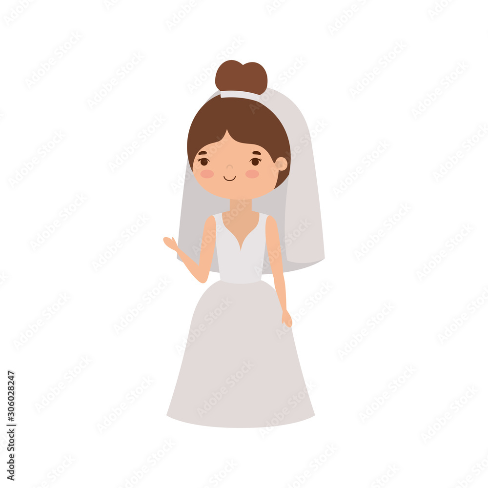 Bride cartoon with wedding dress vector design