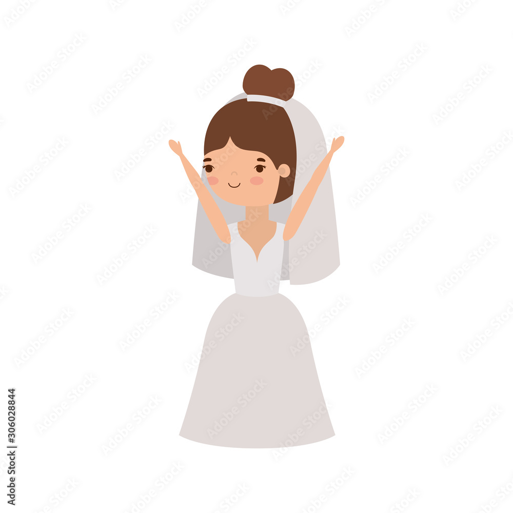 Bride cartoon with wedding dress vector design Bride cartoon with wedding dress vector design