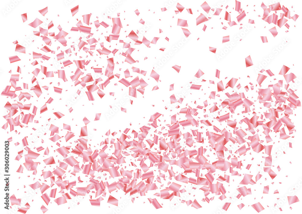Festive pink rectangle confetti background. Abstract frame confetti texture for holiday, postcard, poster, website, carnival, birthday, children's parties. Cover confetti mock-up. Wedding card layout